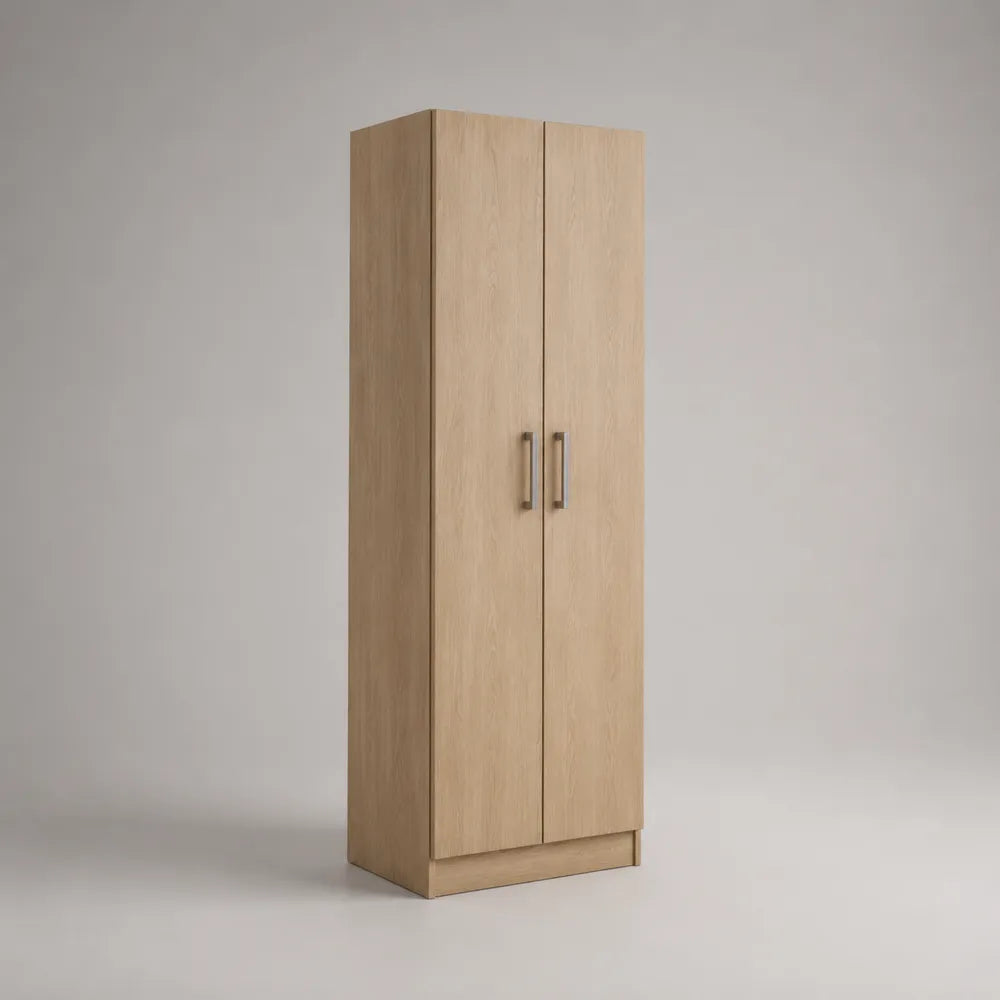 Armadio da ufficio rettangolare a 2 ante in MDF effetto rovere chiaro 80 x 40 x 180 cm
